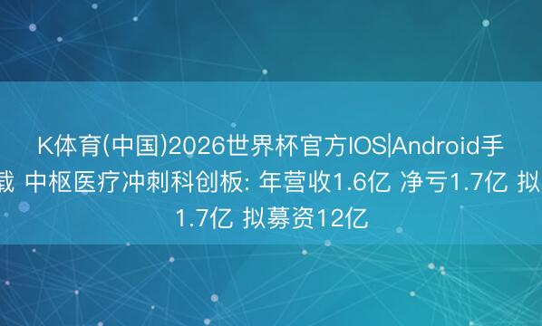 K体育(中国)2026世界杯官方IOS|Android手机app下载 中枢医疗冲刺科创板: 年营收1.6亿 净亏1.7亿 拟募资12亿