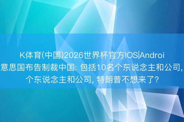 K体育(中国)2026世界杯官方IOS|Android手机app下载 好意思国布告制裁中国: 包括10名个东说念主和公司， 特朗普不想来了?