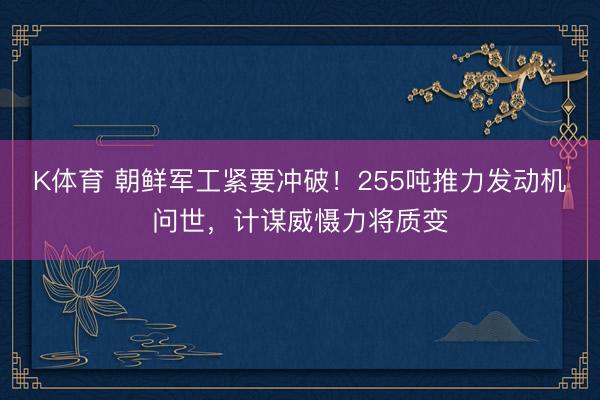 K体育 朝鲜军工紧要冲破！255吨推力发动机问世，计谋威慑力将质变