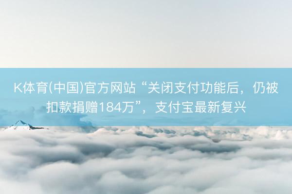 K体育(中国)官方网站 “关闭支付功能后，仍被扣款捐赠184万”，支付宝最新复兴