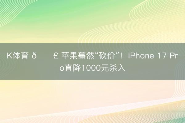 K体育 📣 苹果蓦然“砍价”！iPhone 17 Pro直降1000元杀入