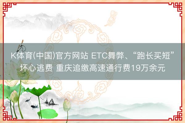 K体育(中国)官方网站 ETC舞弊、“跑长买短”坏心逃费 重庆追缴高速通行费19万余元